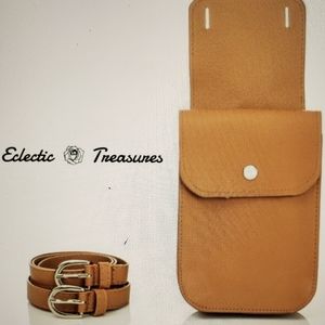 COPY - Faux Cognac Leather Side Pouch Belt Bag